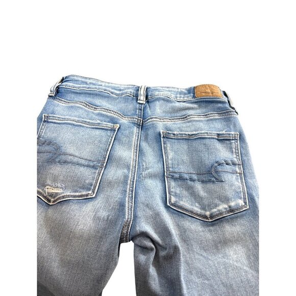 American Eagle Super Stretch X Womens Hi Rise Jeggings Jeans Destroyed Size 8 - Picture 8 of 10